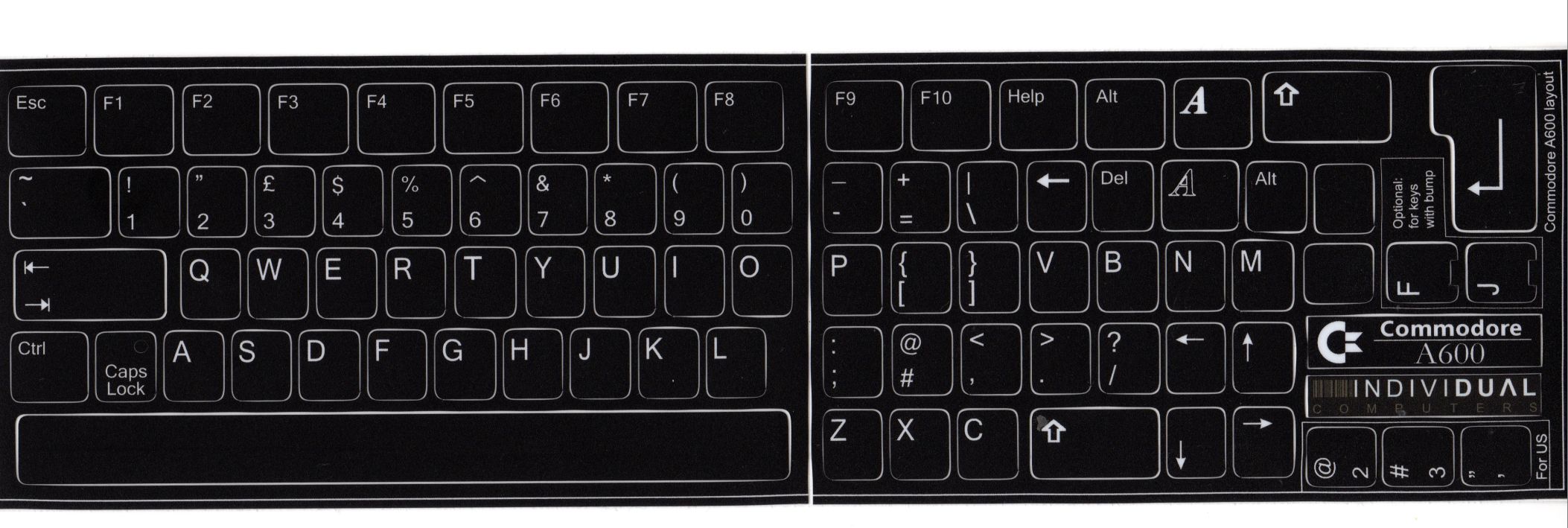 Pegatinas de teclado, versión en inglés, estilo A600
